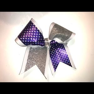 Purple and Silver cheer bow